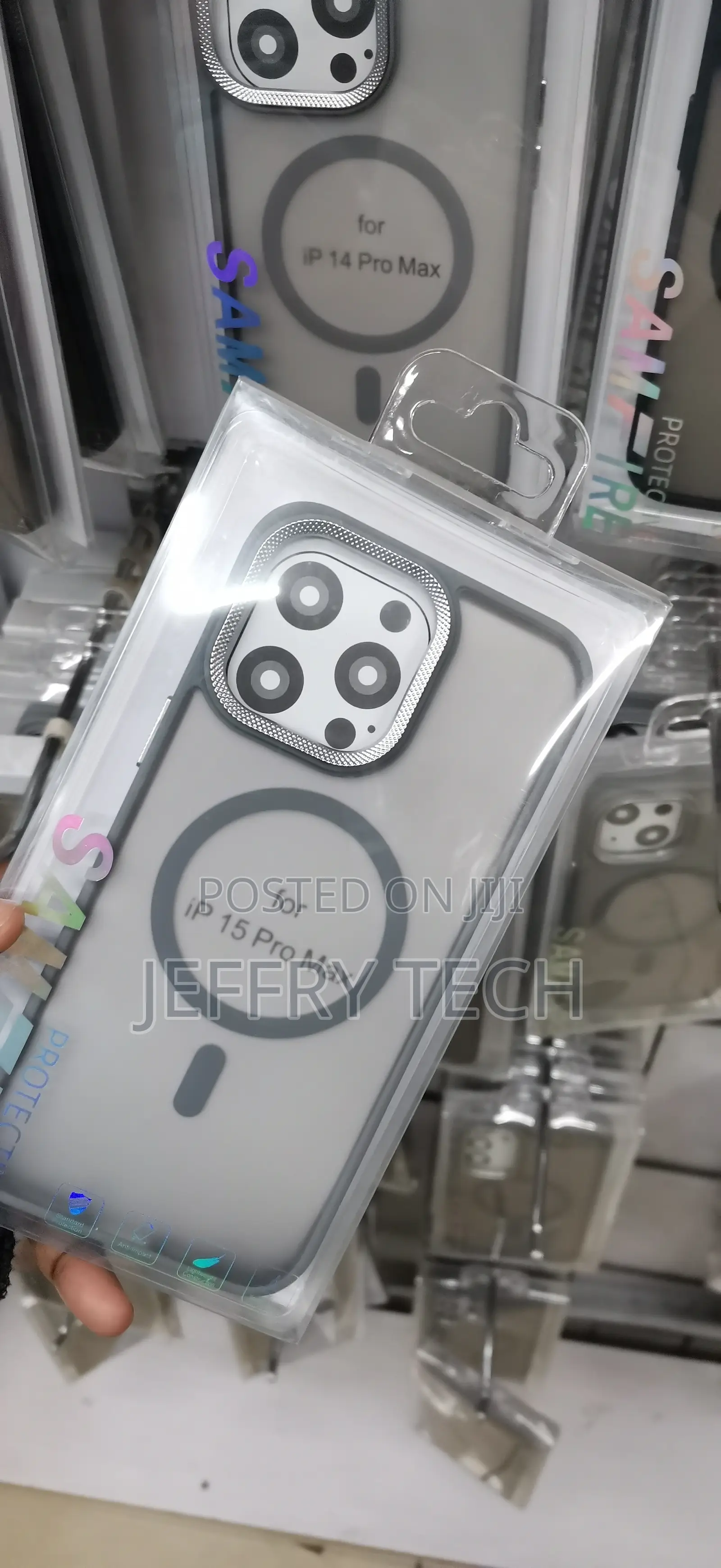 iPhone 15 Pro Max Translucent Grey MagSafe Protective Phone Case