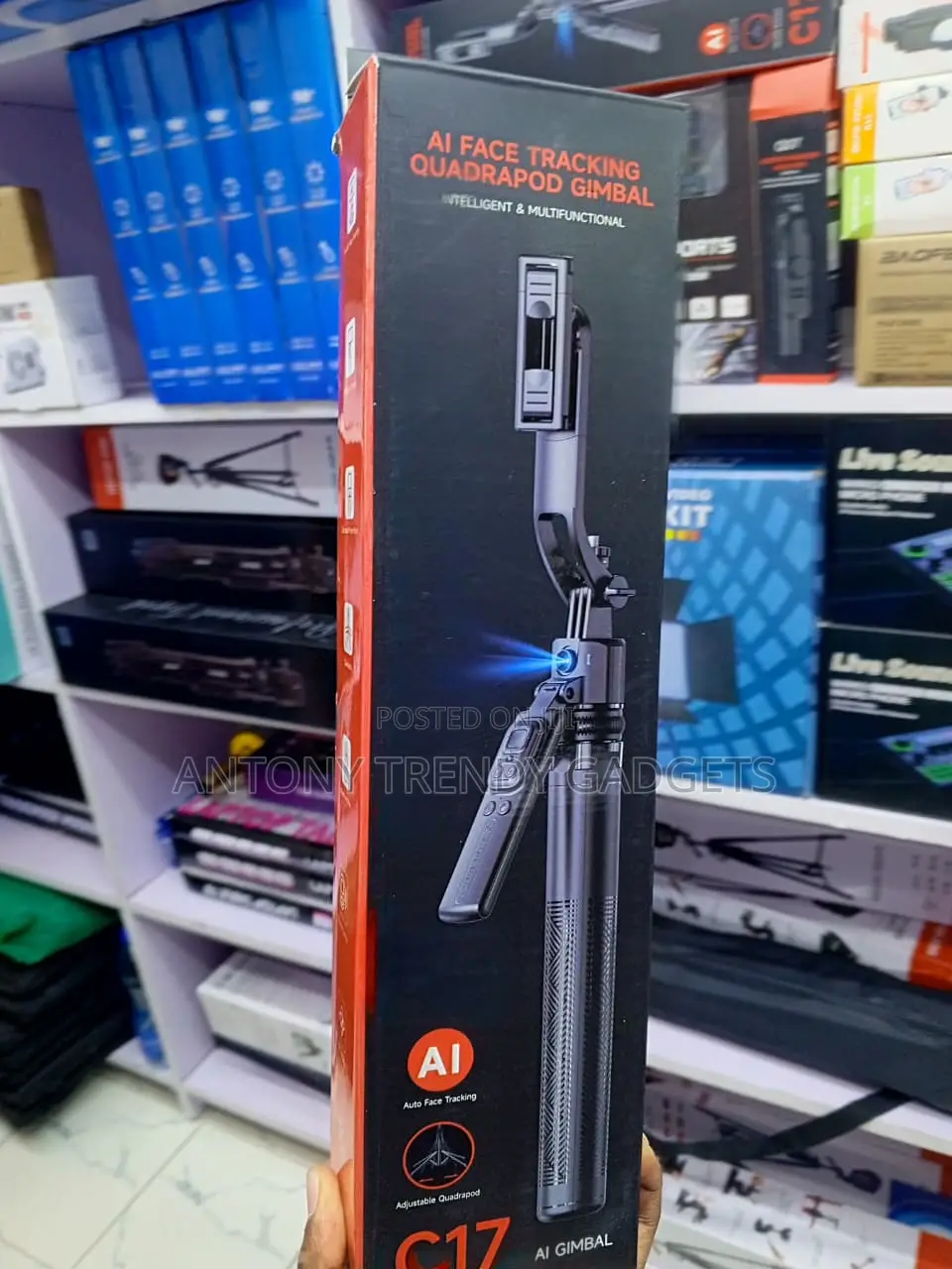 C17 AI Vlogging Gimbal With Gesture Control Bluetooth