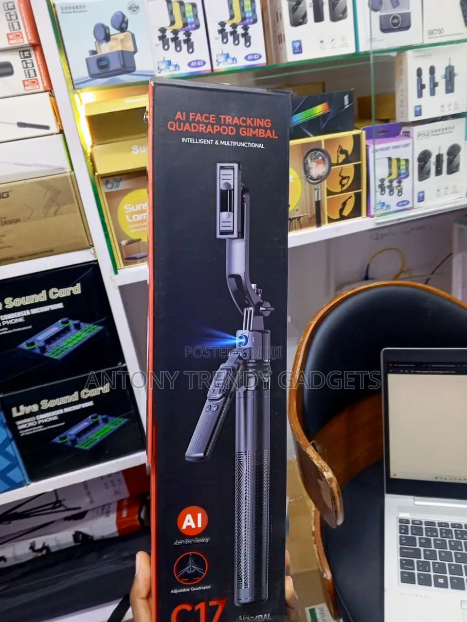 C17 360° AI Auto Face Tracking Tripod With Bluetooth Remote