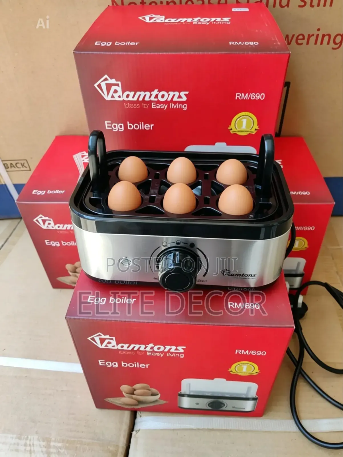 Ramtons RM/690 Egg Boiler – 6 Eggs Electric Cooker With Soft, Medium