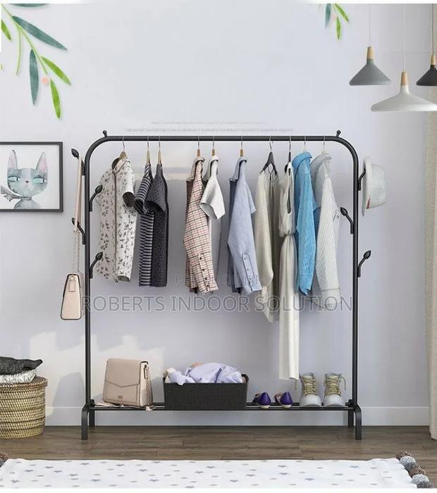 Single Standing Iron Clothing Rack With Under Shoe Rack - thumbnail 2