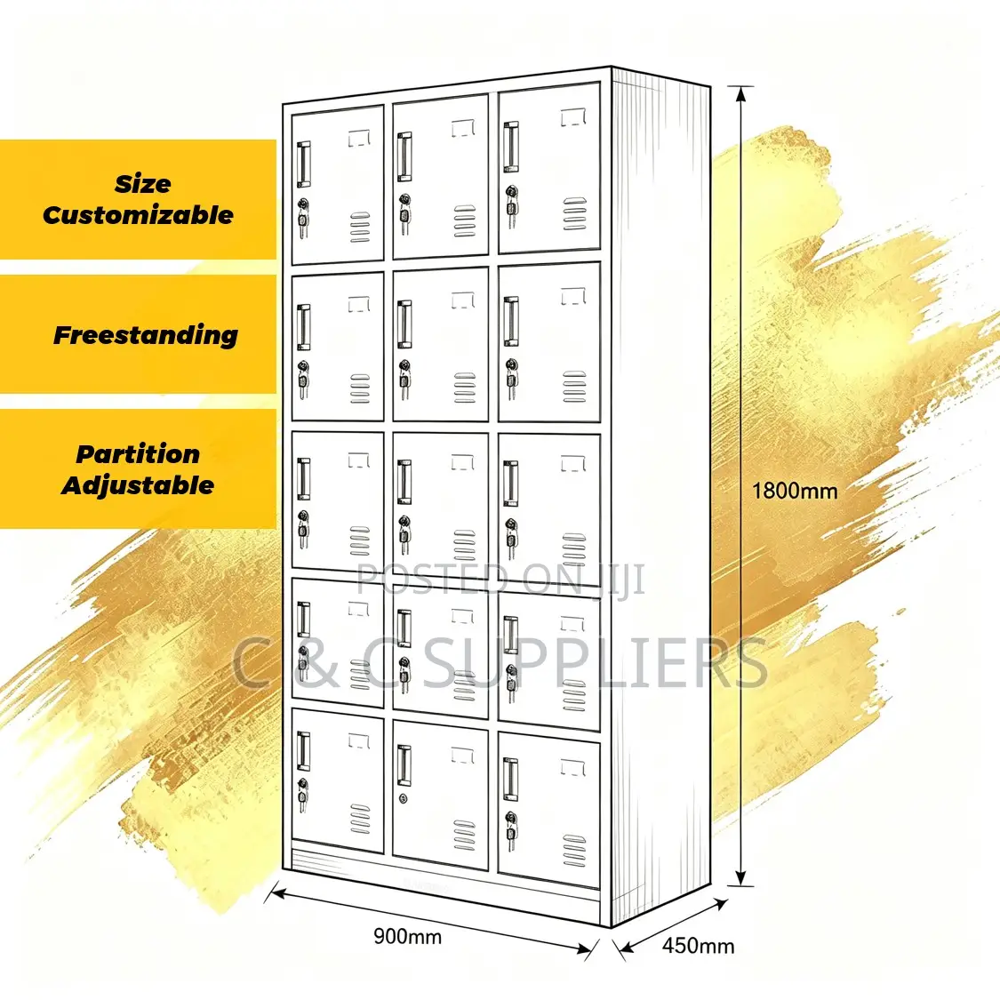 15-Locker Staff Room Storage Cabinet.