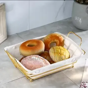 *METALLIC Fruit,bread,deco Holder Basket//palette With Cloth