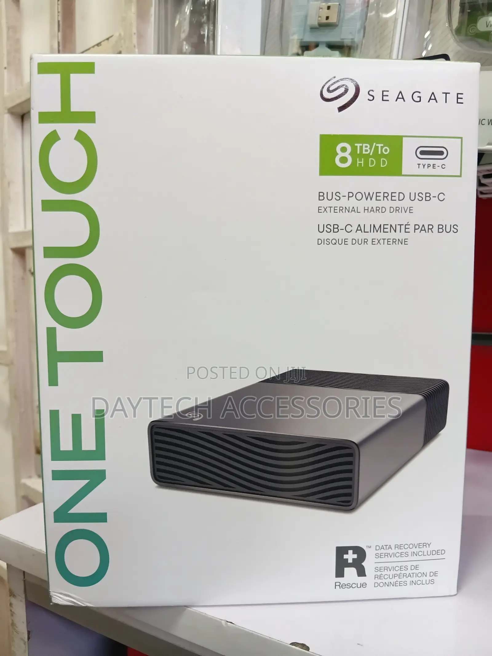 Seagate One Touch 8TB USB-C Bus-Powered External Hard Drive.