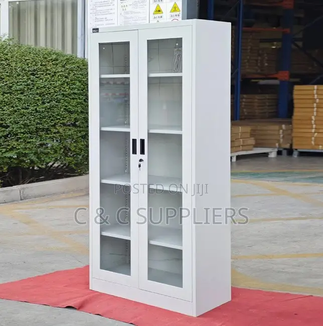 2-Swing Door Glass Front File Cabinet.