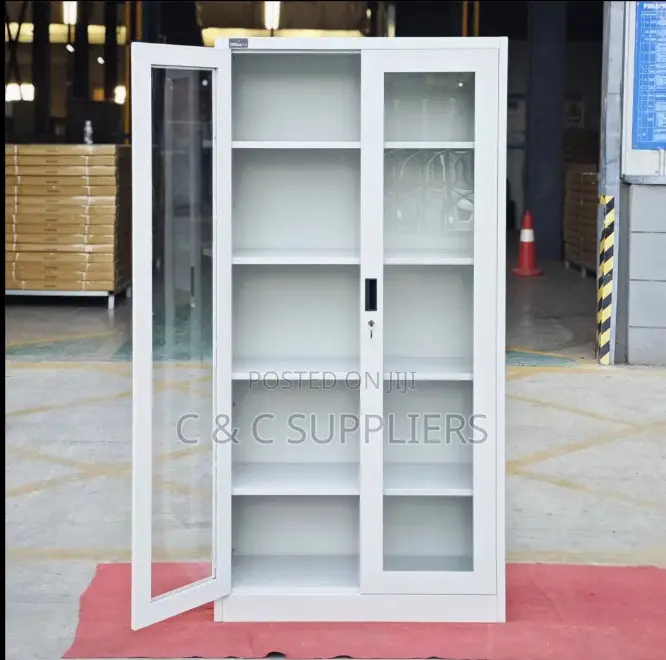 2-Swing Door Glass Front File Cabinet.