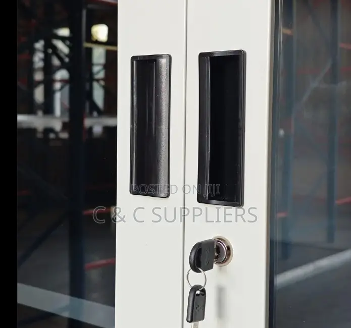 2-Swing Door Glass Front File Cabinet.