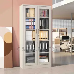 2-Swing Door Glass Front File Cabinet.