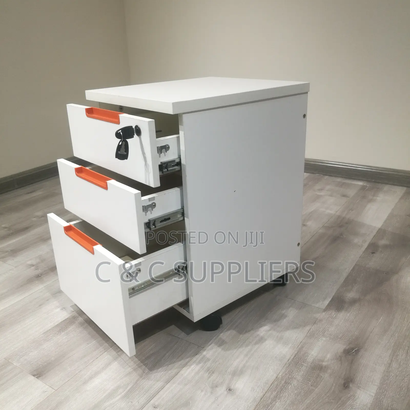 Mobile 3-Drawer Pedestal Desk Cabinet.