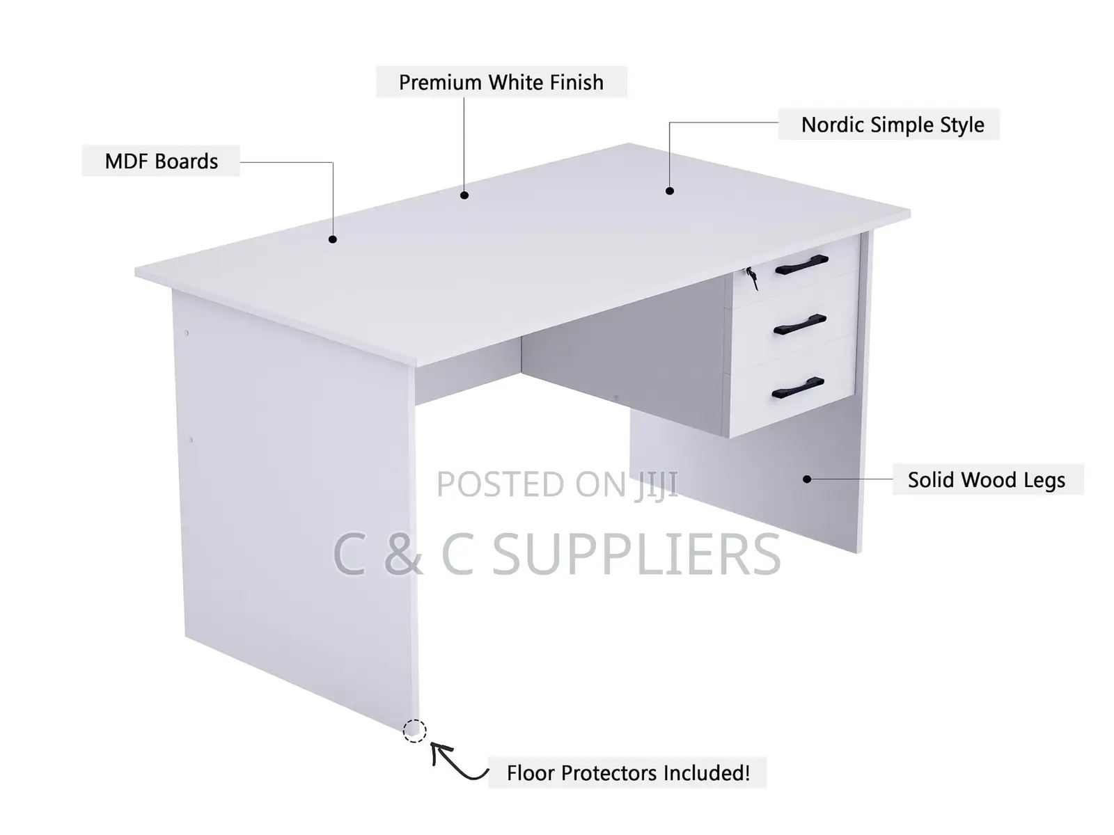 Office White Clerical Computer Desk-1.2m