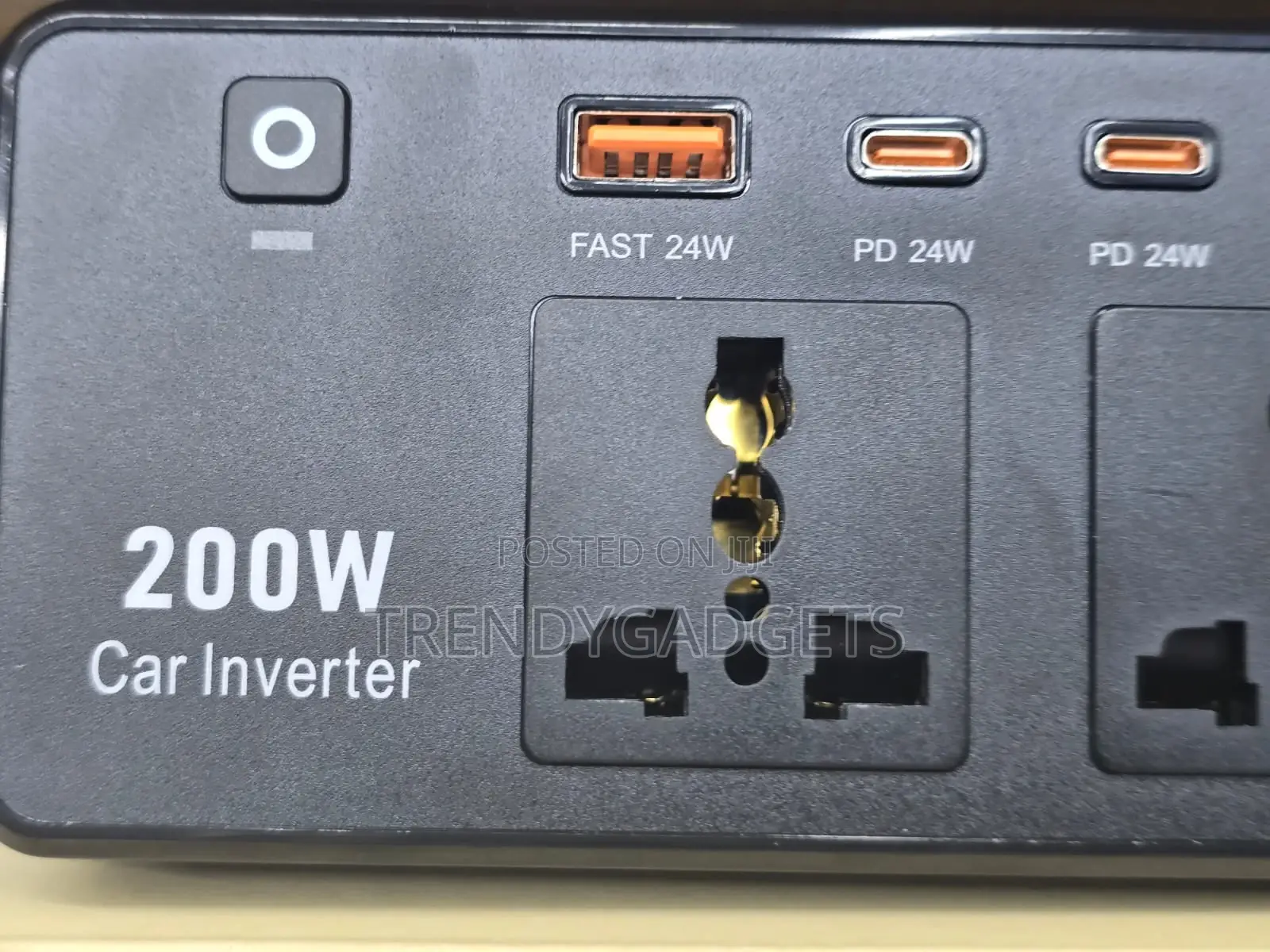 200W Car Inverter Dual AC Socket Fast Charging Adapter