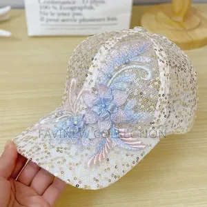 New Summer Lace Baseball Cap Mesh Embroidered Flowers Sunscreen Hat