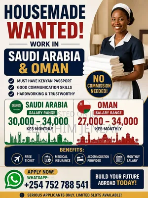 Housemaid Needed in Oman and Saudi Arabia