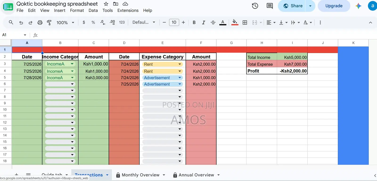Bookkeeping Spreadsheet