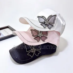 Shiny Rhinestone Butterfly Embroidery Women Baseball Cap