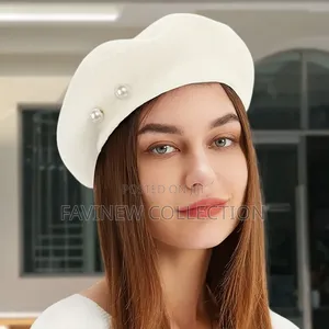 Pearl Beanie Hat Women's Autumn/Winter Wool Flannel Hat
