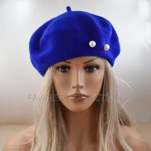 Pearl Beanie Hat Women's Autumn/Winter Wool Flannel Hat