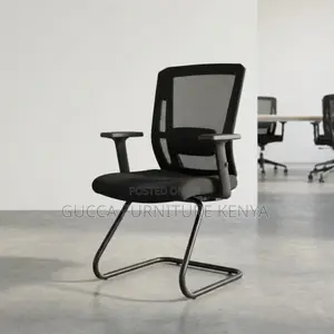 Ergonomic Mesh Guest Chair With Adjustable Arms.