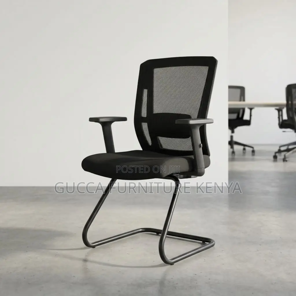 Ergonomic Mesh Guest Chair With Adjustable Arms.