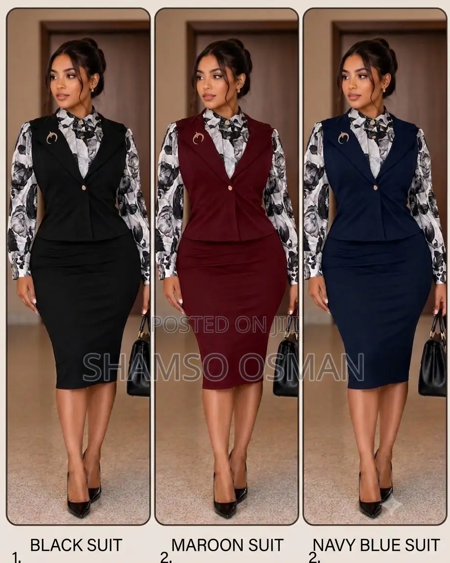 Ladies Elegant Stylish Tailored Bodycon Dress -Black and Maroon