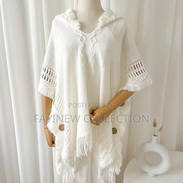 Women Knitted Hooded Shawl - thumbnail 3