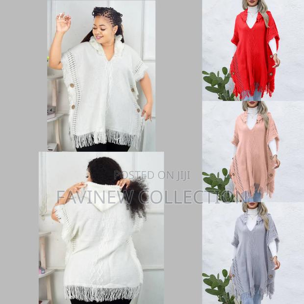 Women Knitted Hooded Shawl - thumbnail 2