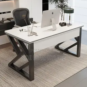 Office Desk : 1.2M Modern White-Framed Computer Desk