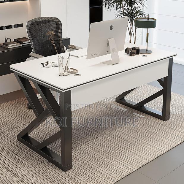 Office Desk : 1.2M Modern White-Framed Computer Desk - thumbnail 2
