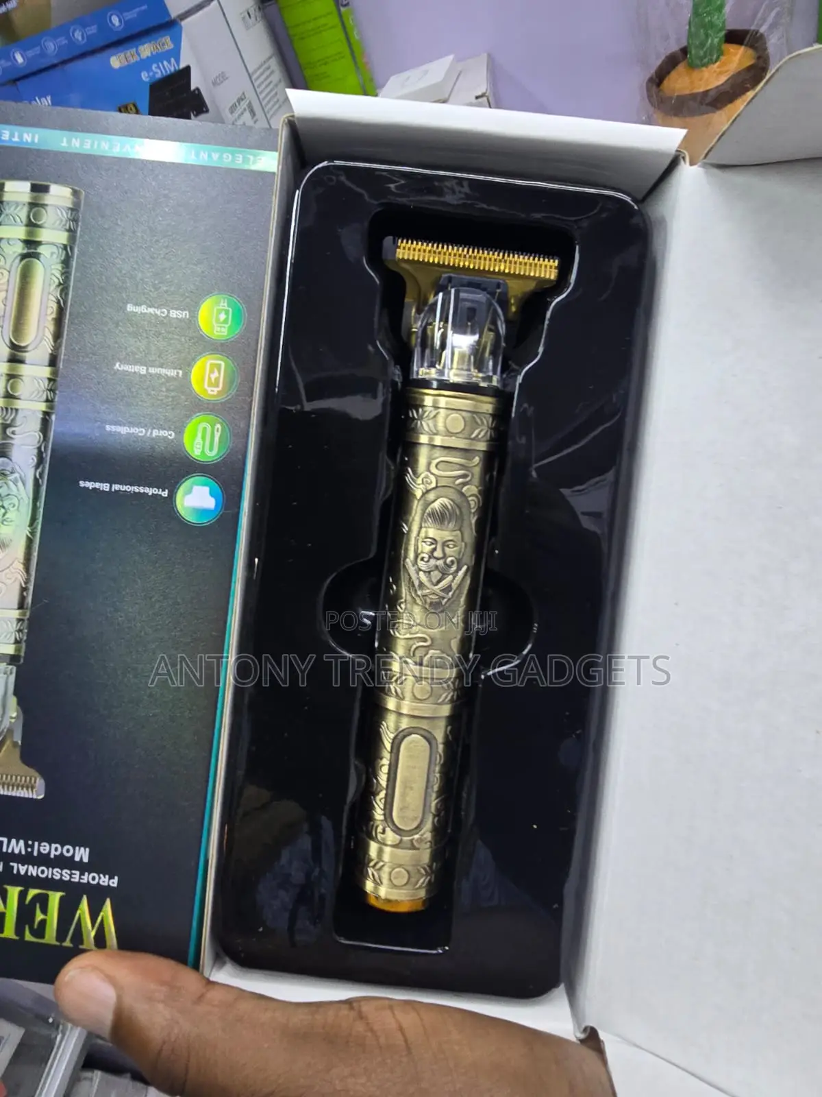 WERHL Gold T-Blade Hair Clipper USB Rechargeable Trimmer