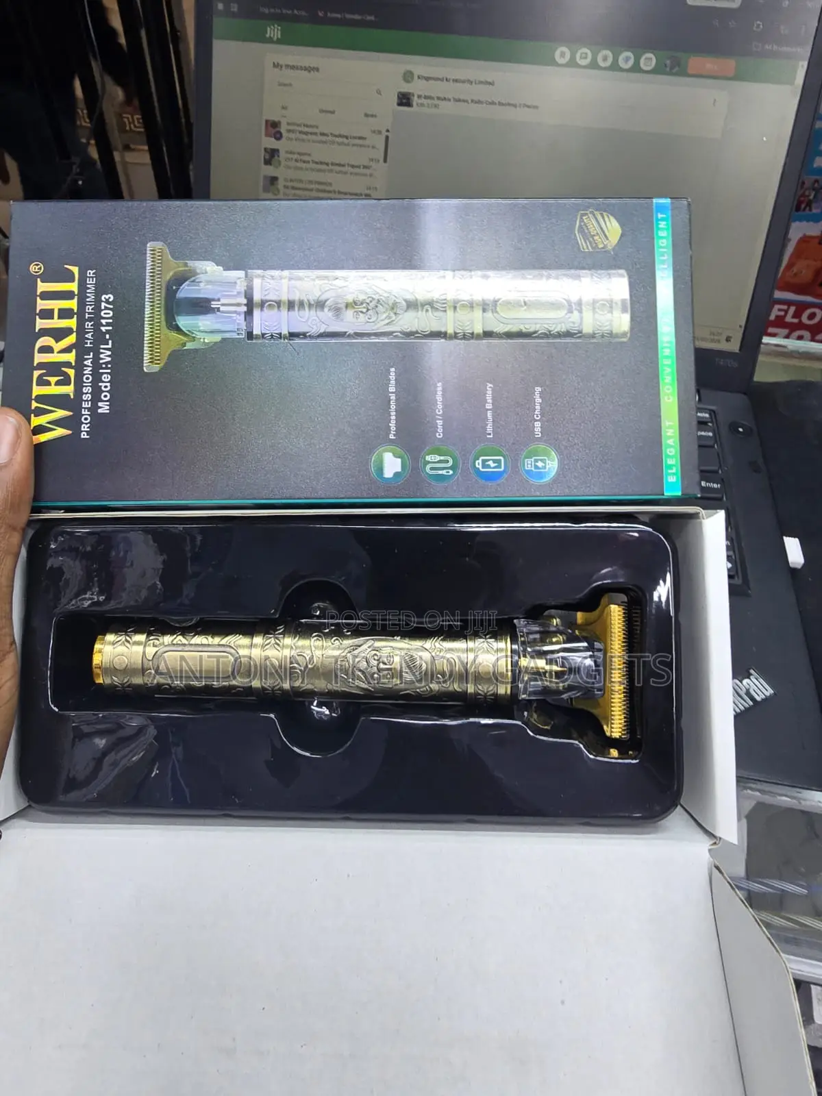 Professional USB Rechargeable T-Blade Hair Trimmer Gold