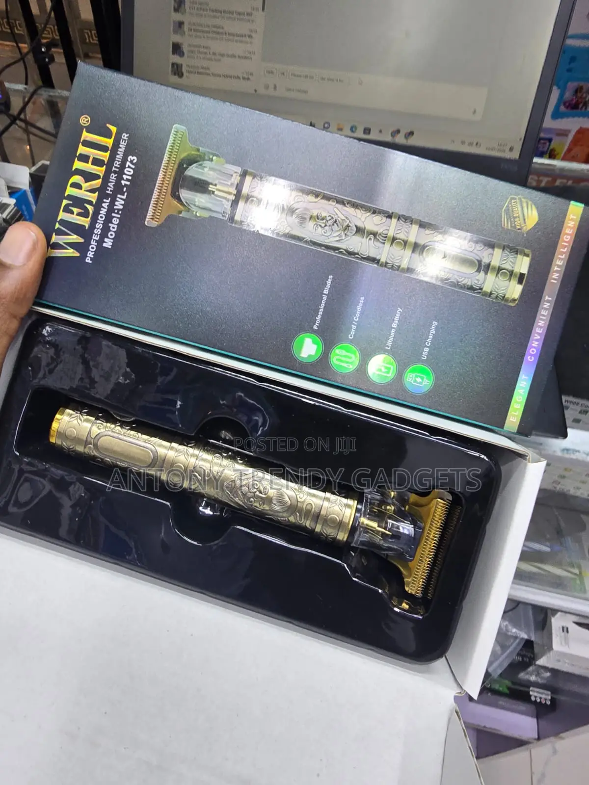 Professional USB Rechargeable T-Blade Hair Trimmer Gold