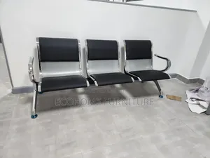 3-Seater Airport Waiting Bench – Black Chrome