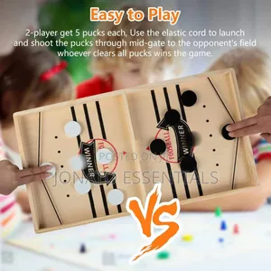 Wooden Fast Sling Puck Winner Board Game 2 Player Interactive Toy