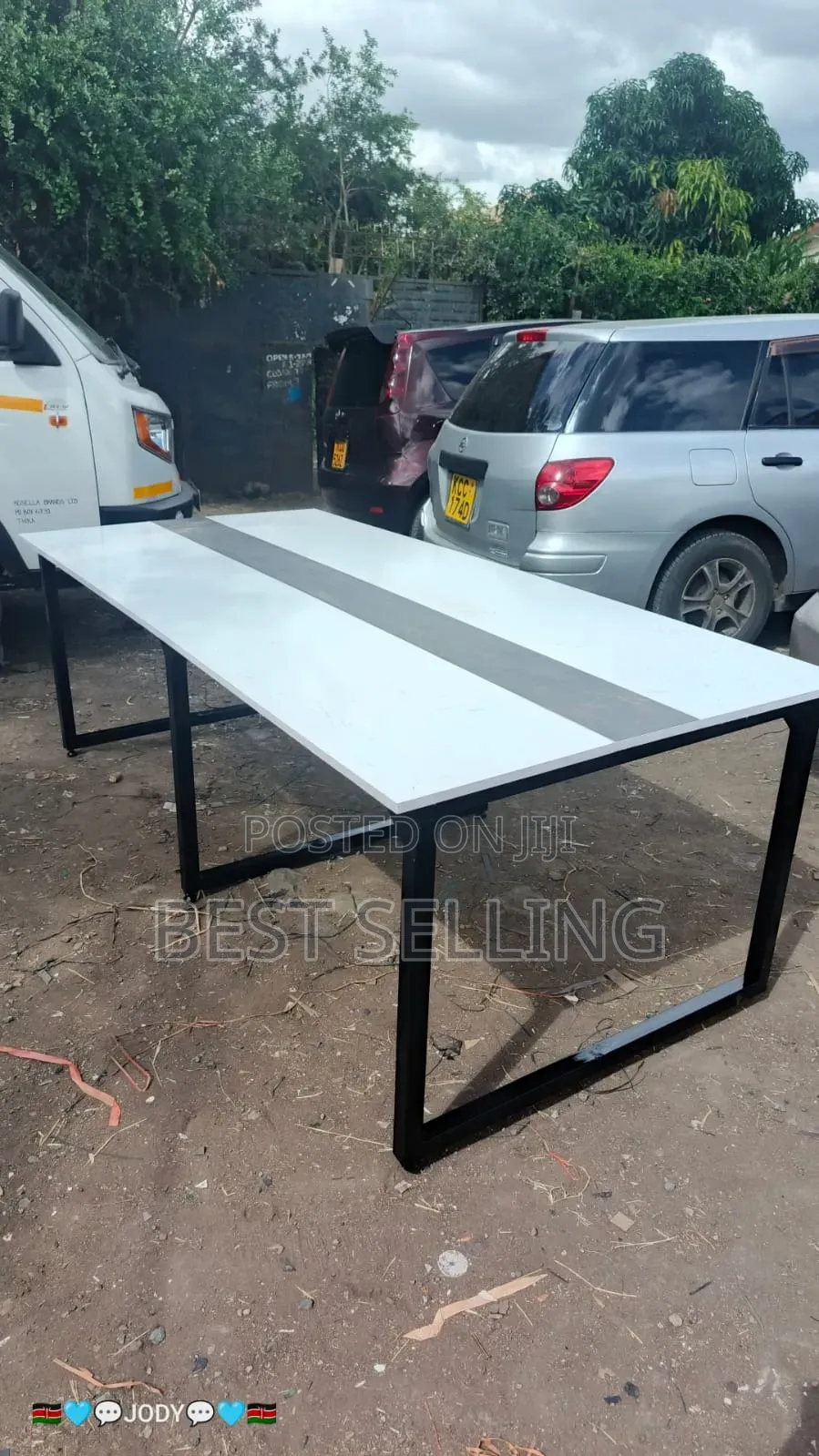 Modern Metallic Stand Meeting Table 2 Meters