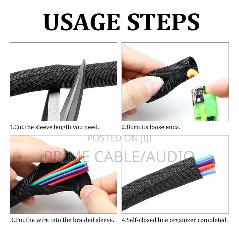 16mm 1metre Black Self-Closing Cable Sleeve