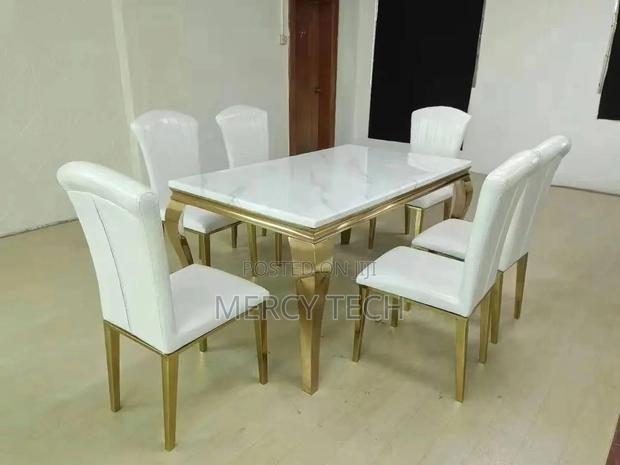 Executive White Marble Dining Table - main view