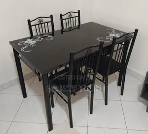 Sleek Executive 4-Seater Dining Table (Black)