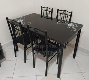Sleek Executive 4-Seater Dining Table (Black)