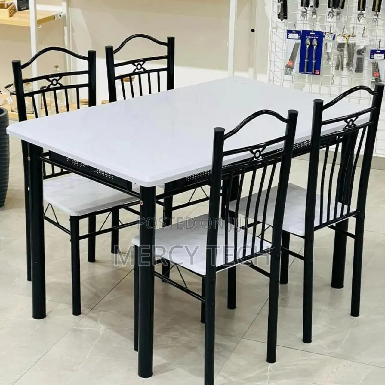 White 4-Seater Dining Table