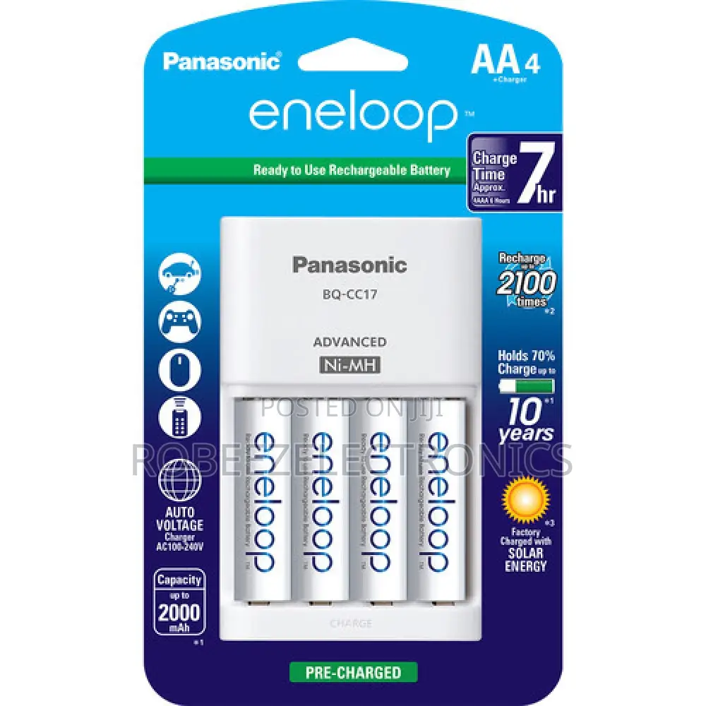 Panasonic Eneloop Rechargeable AA Pre-Charged Batteries With Charger