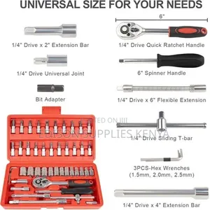1/4" Socket Spanner Tool Set 53 PCS Car Repair Mechanic Wrenches Kit