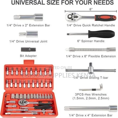 1/4" Socket Spanner Tool Set 53 PCS Car Repair Mechanic Wrenches Kit