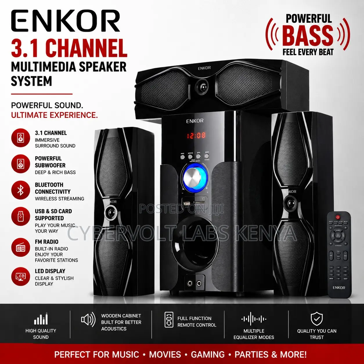 Channel Bluetooth Multimedia Speaker System With Subwoofer Remote