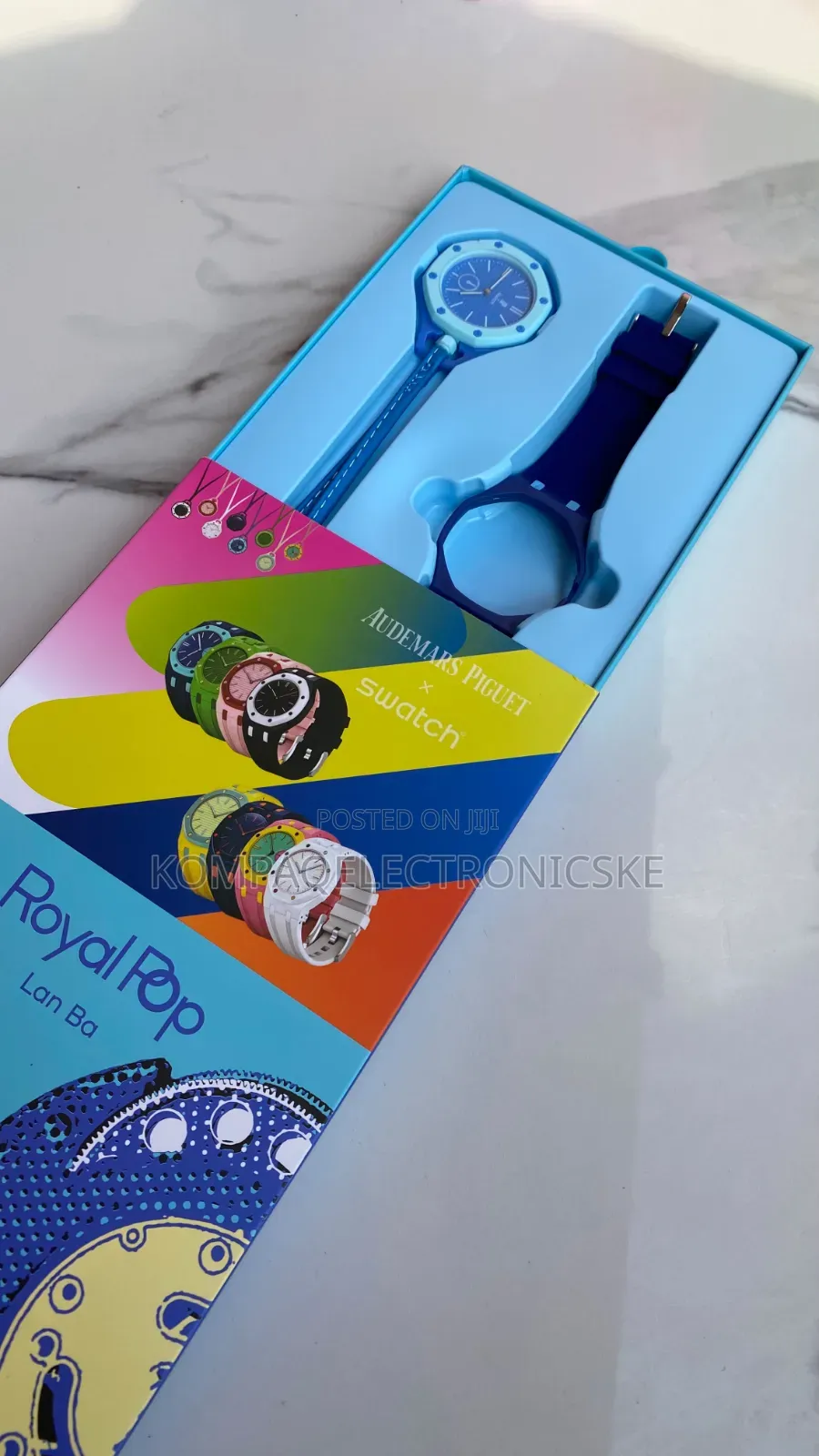 Trendy Ap X Swatch Royal Pop Rubber Straps Unisex Fashion Watches
