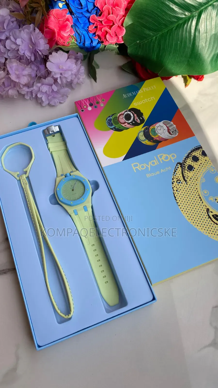 Trendy Ap X Swatch Royal Pop Rubber Straps Unisex Fashion Watches