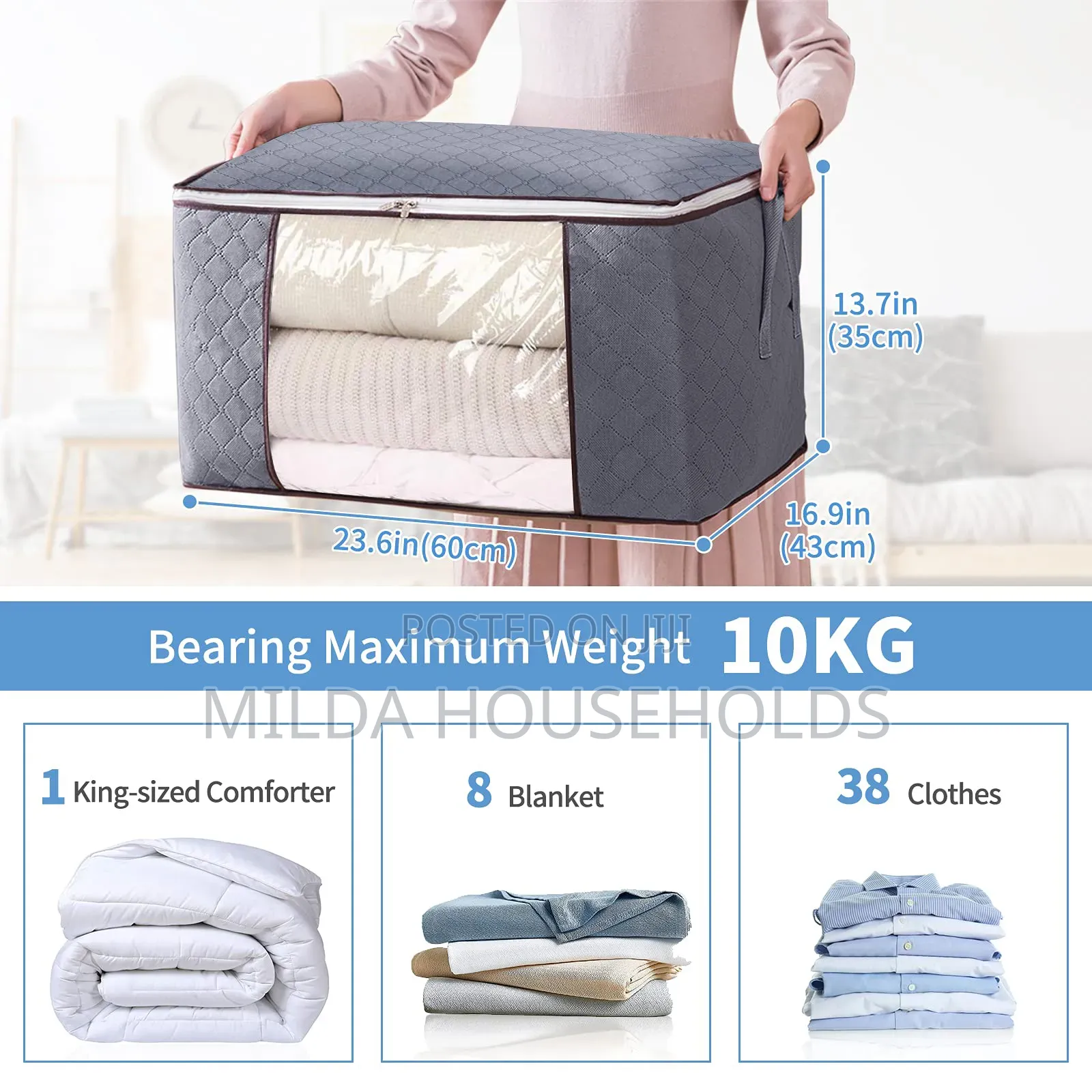 80L Foldable Clothes Organizer Bag