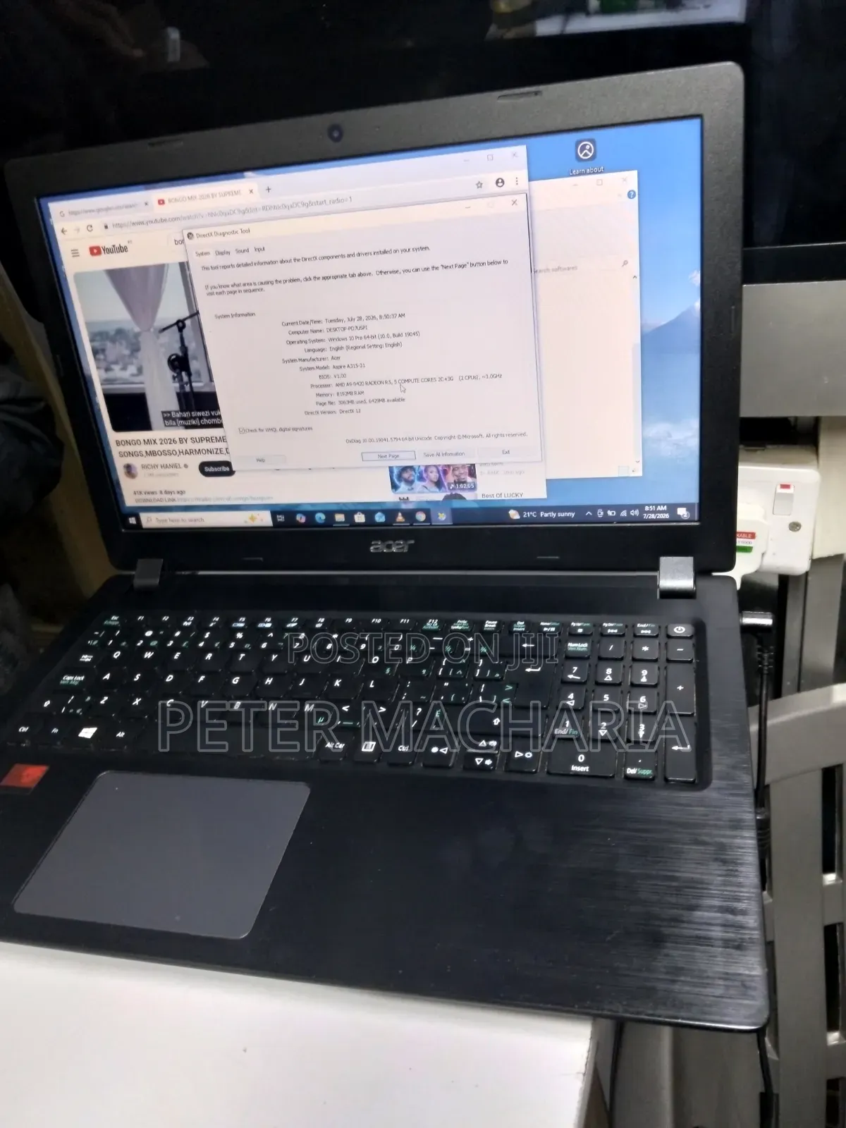 Laptop Acer Aspire 3 A315-21 8GB AMD SSD 128GB
