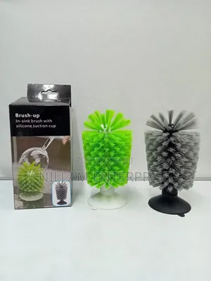 Glass Washing Brush With Suction to Stick on the Sink