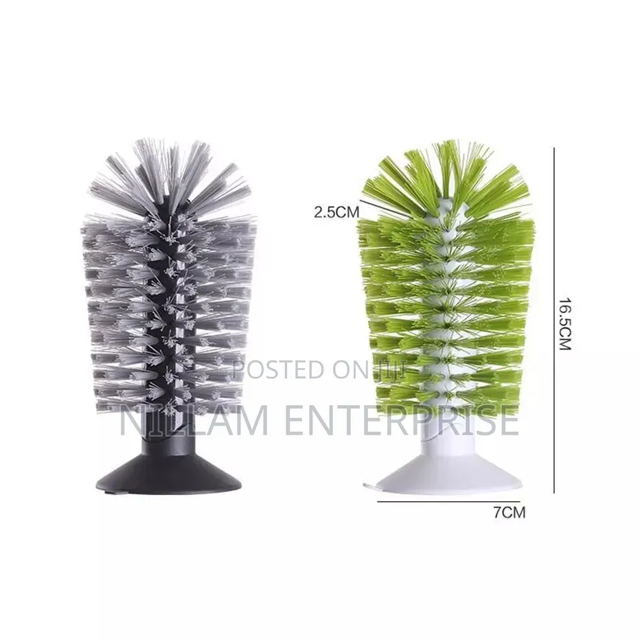 Glass Washing Brush With Suction to Stick on the Sink