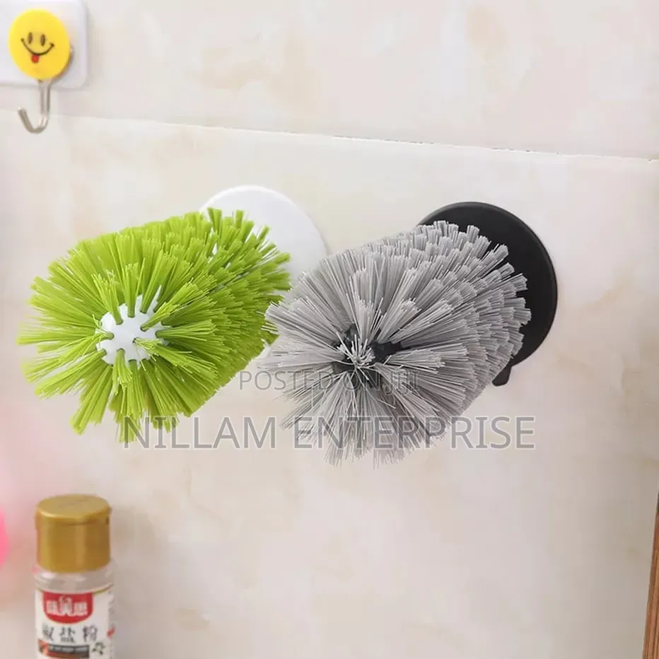 Glass Washing Brush With Suction to Stick on the Sink